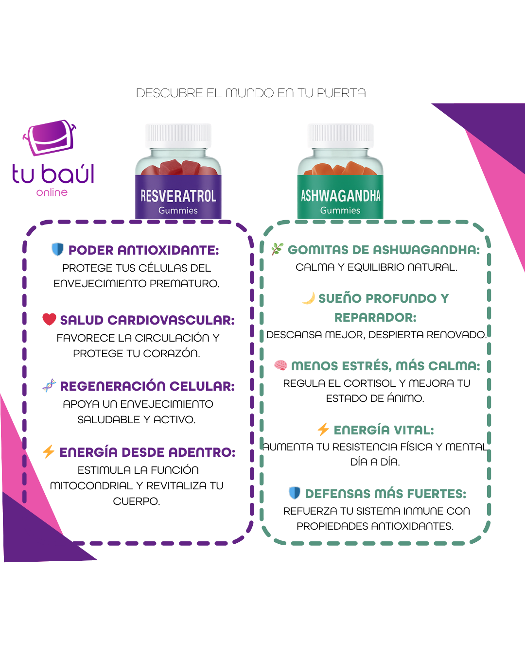 Pack Bienestar Total – Ashwagandha + Resveratrol en gomitas